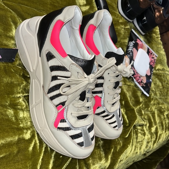 Steve Madden hot pink, cream and zebra platform sneaker - Picture 3 of 6